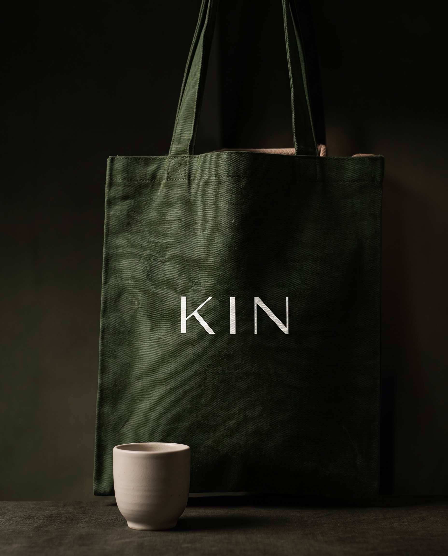 KIN green tote bag