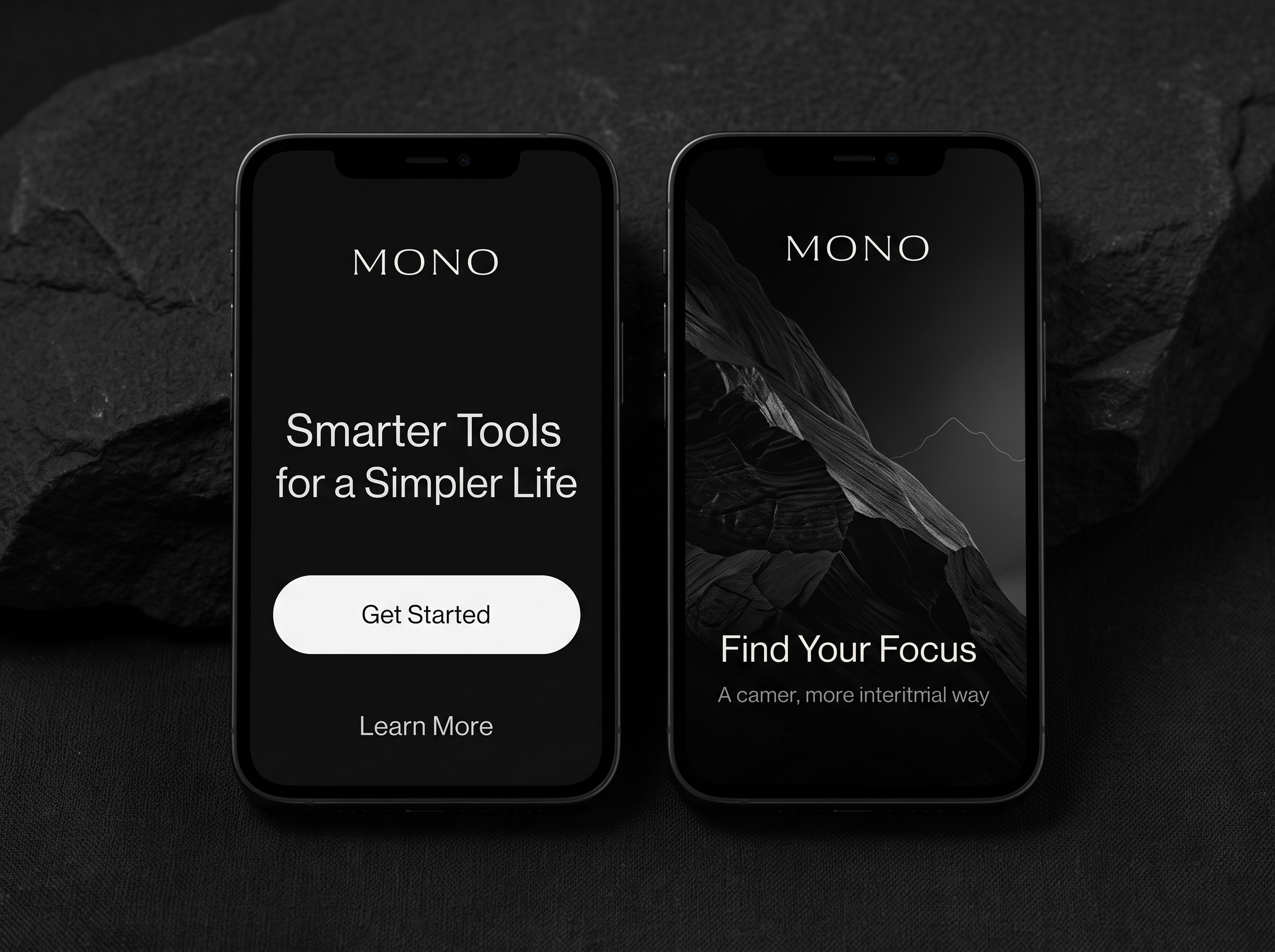 MONO app screens on two phones